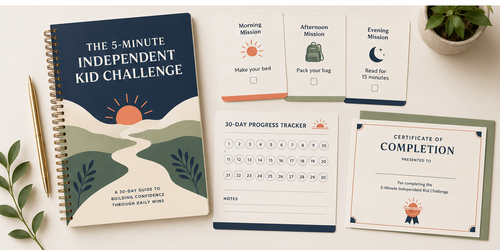 Independent Kid Challenge workbook, mission cards, tracker and certificate