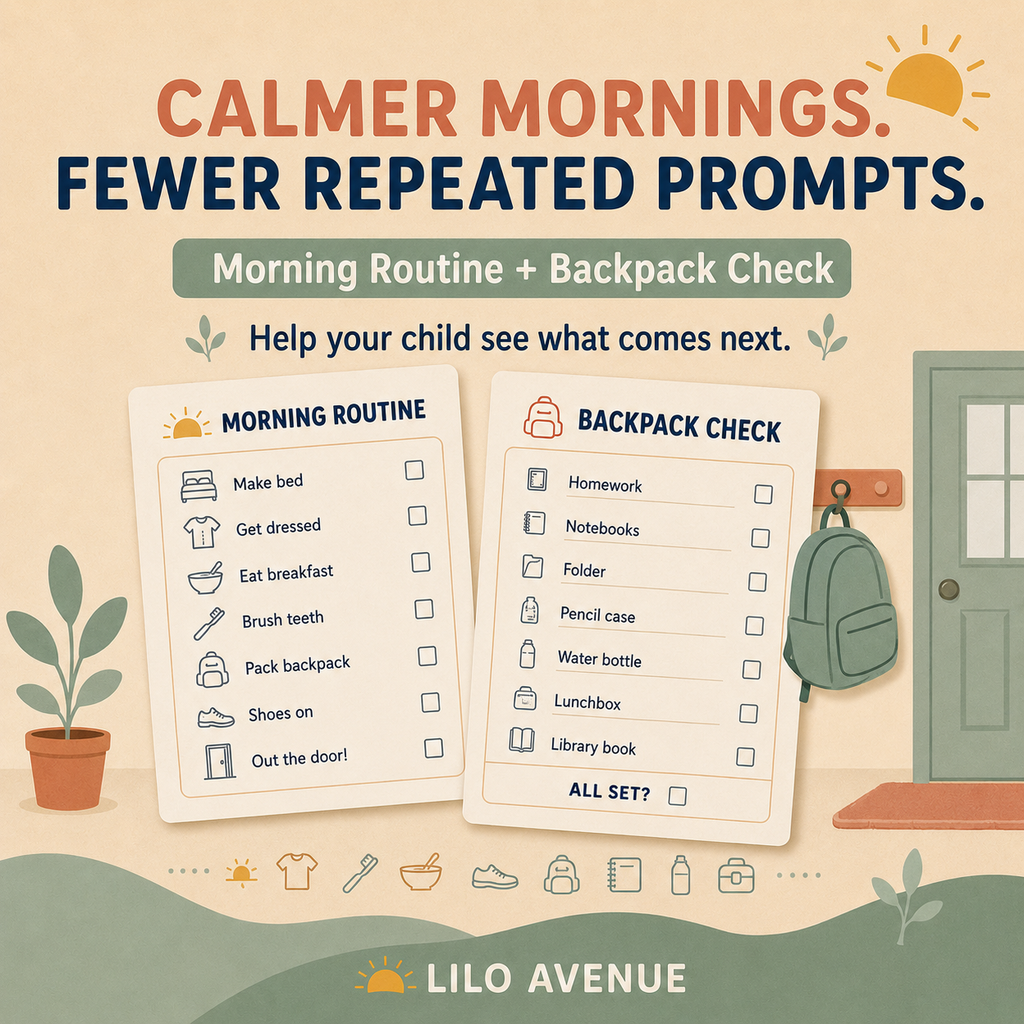 Morning routine and backpack reminder printables