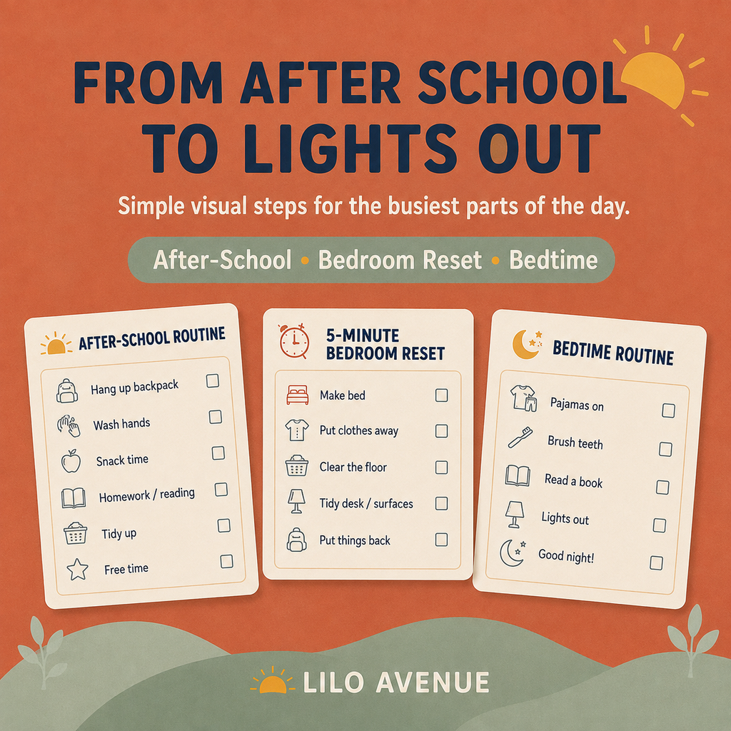 After-school bedroom and bedtime routine printables