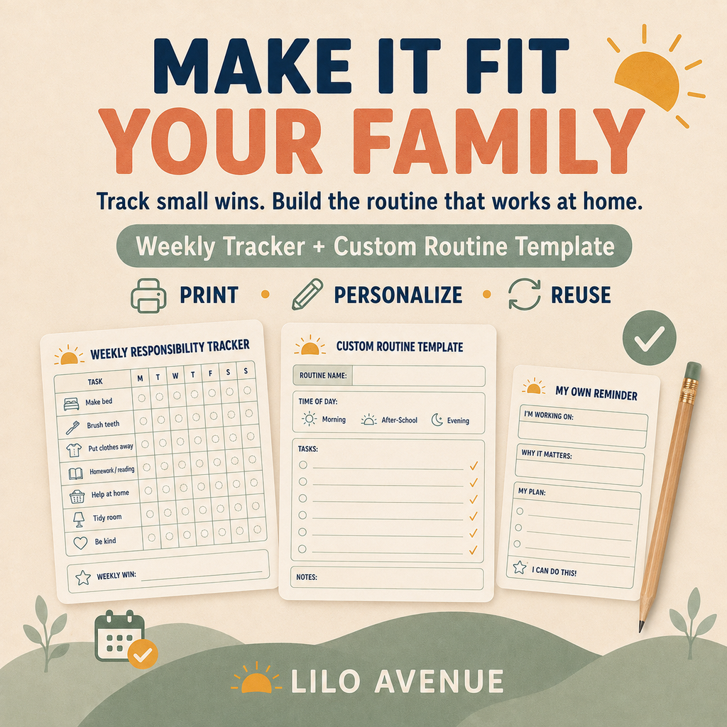 Weekly responsibility tracker and customizable routine templates